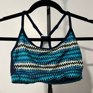 Aerie Active Mesh Sports Bra Blue Zig Zags Small (American Eagle)